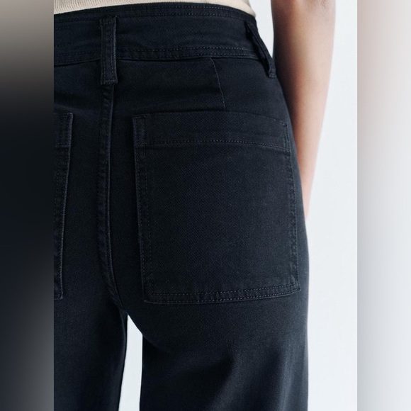 Zara Black High Waisted Wide Leg Jeans Size 10 - Picture 3 of 8